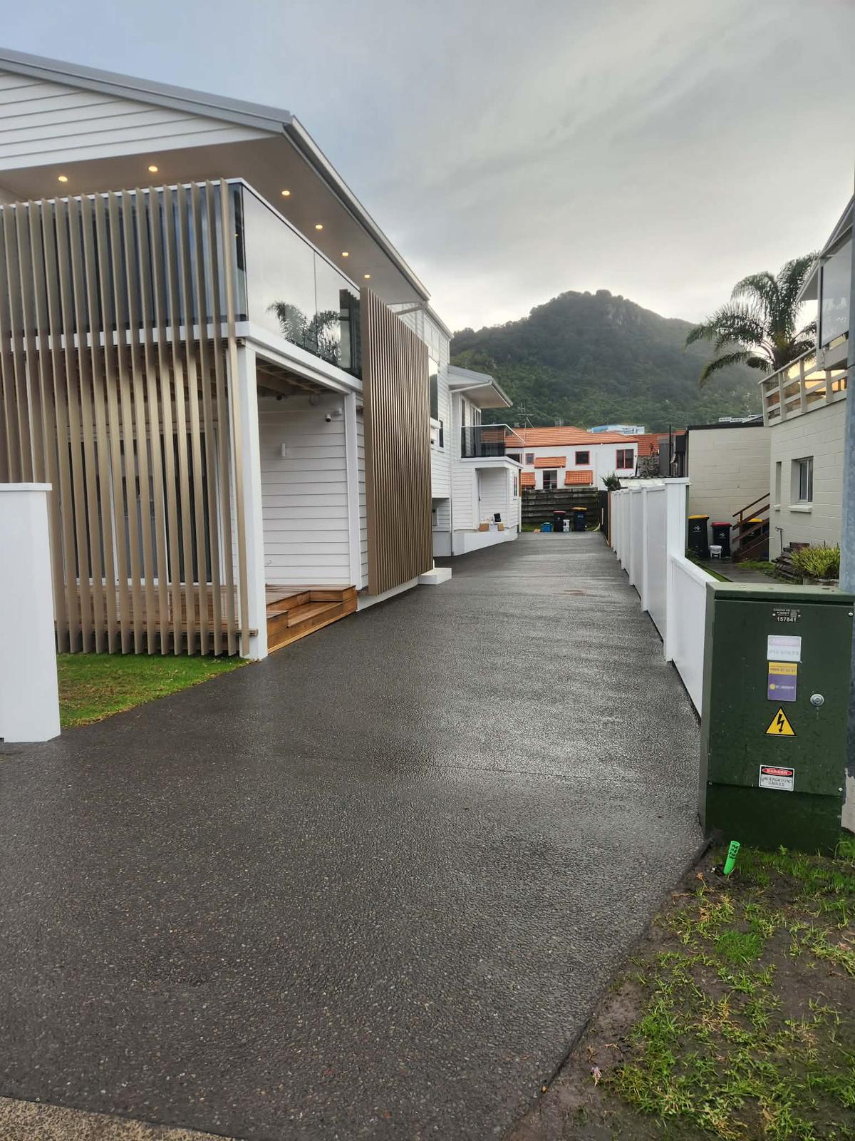Exposed aggregate concrete driveway in Mount Maunganui