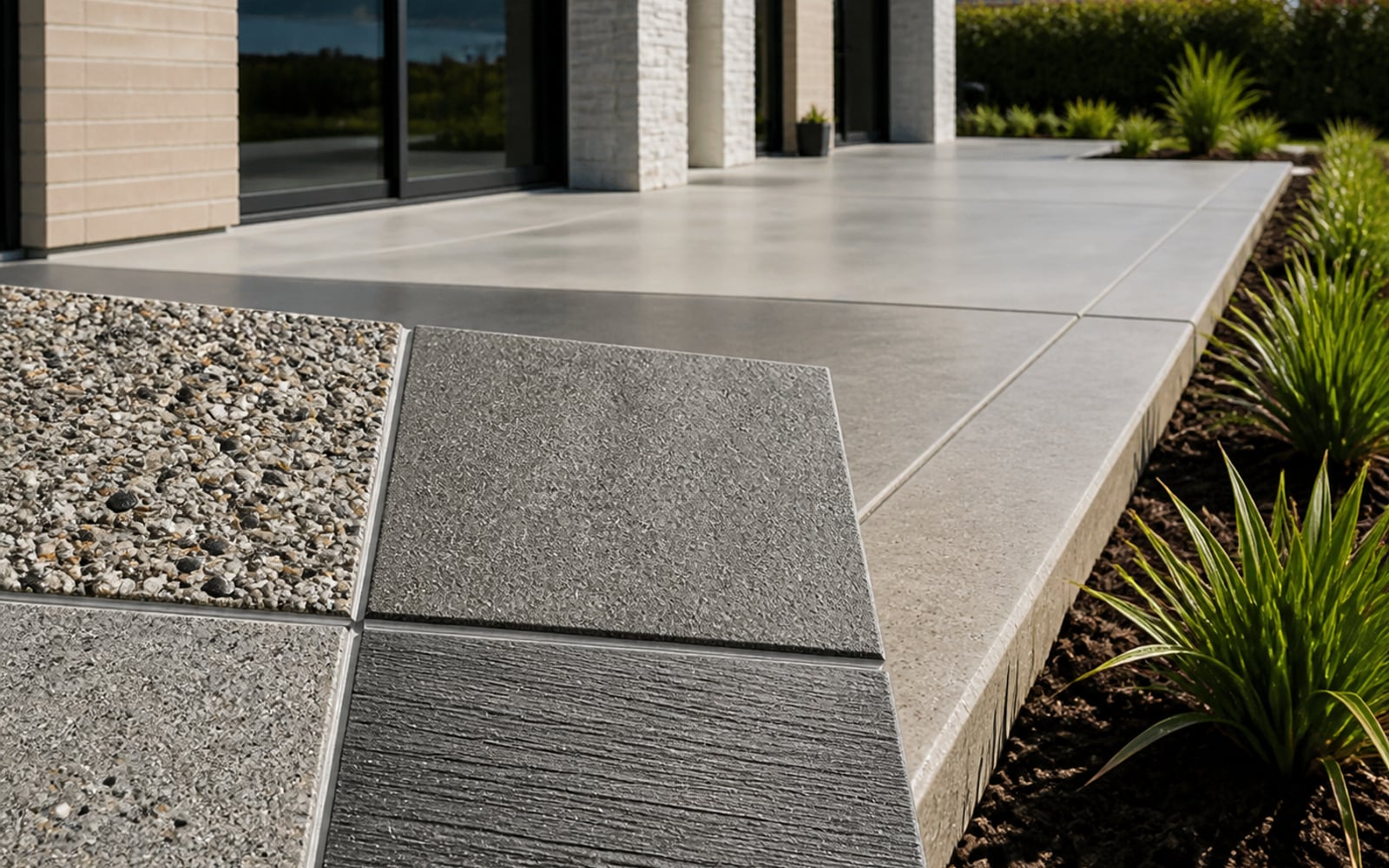 Concrete finish samples for a Tauranga driveway