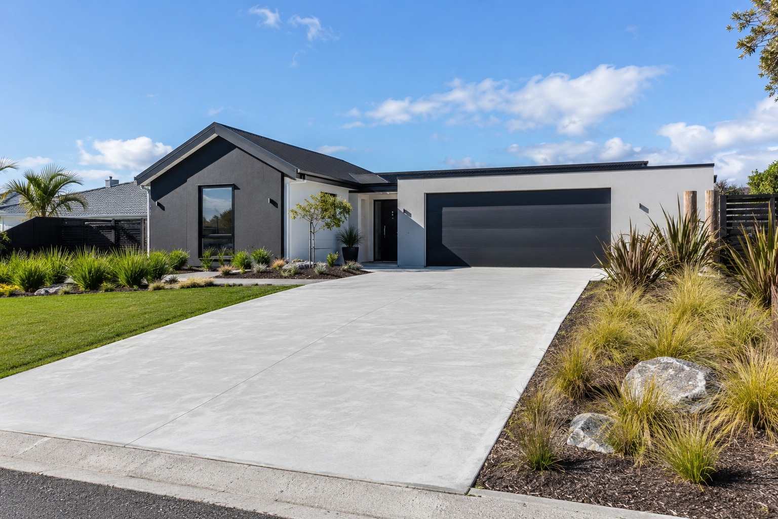 concrete driveway integrated with Tauranga outdoor construction