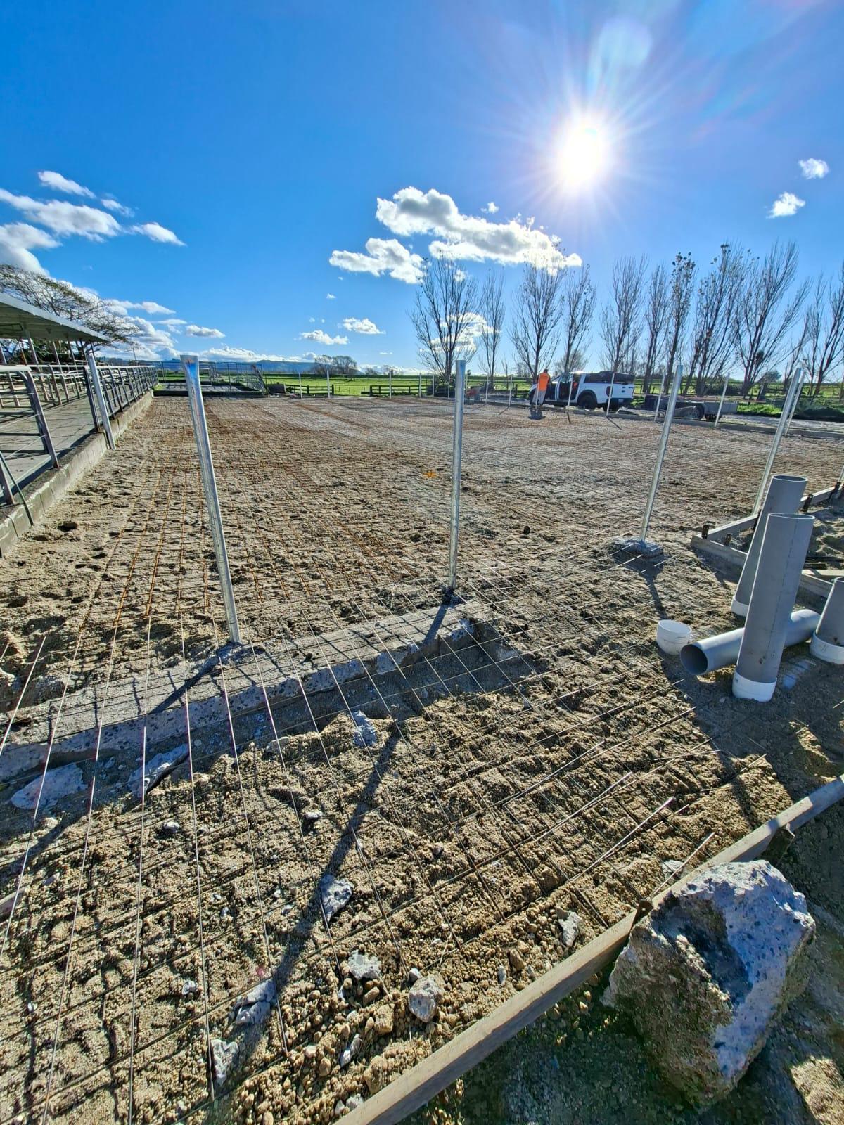 Steel mesh reinforcement laid out before a concrete pour in Tauranga