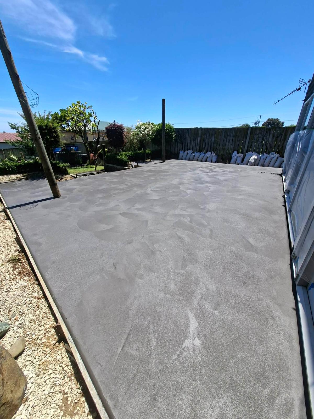 Residential concrete patio slab poured for outdoor entertaining in Tauranga